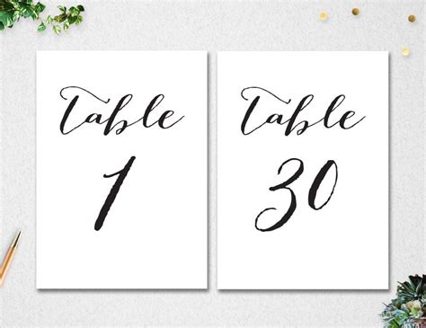 Printable Table Numbers 1 30 Instant Download 5x7