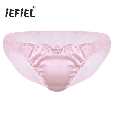 Iefiel Mens Lingerie Soft Breathable Sheer Mesh Smooth Touch Shiny Ruffle Bikini Briefs