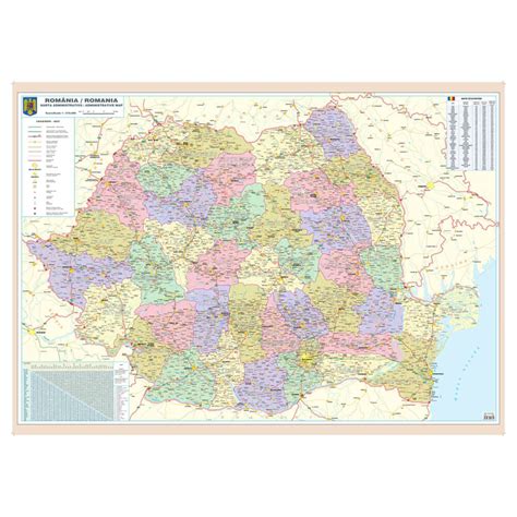 Harta Romaniei Administrativ Rutiera 140x100 Cm