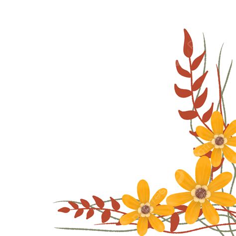 Download Gratis Untuk Bunga Kuning Rustic Satu Sisi Bingkai Sudut