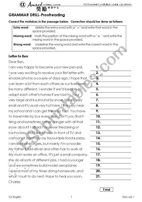 printable proofreading exercises