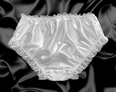 White Satin Frilly Lace Trim Sissy Panties Knicker Underwear Briefs Size 10 20 Ebay