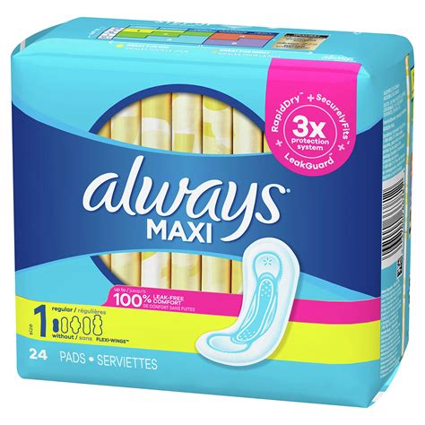 Buy Always Maxi Feminine Pads For Women Regular Absorbency 24 Count