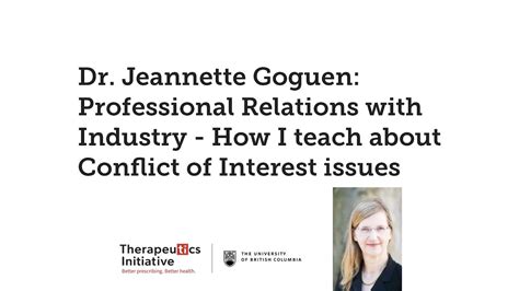 Dr Jeannette Goguen Professional Relations With Industry Youtube