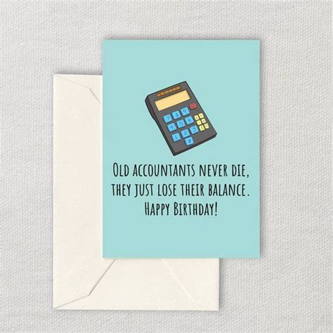 Funny Accountant Birthday Card Printable Accountant Birthday Card Old