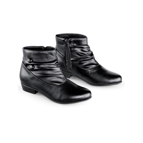 collections etc collections etc women s button ankle slouch boots w low heel black 11