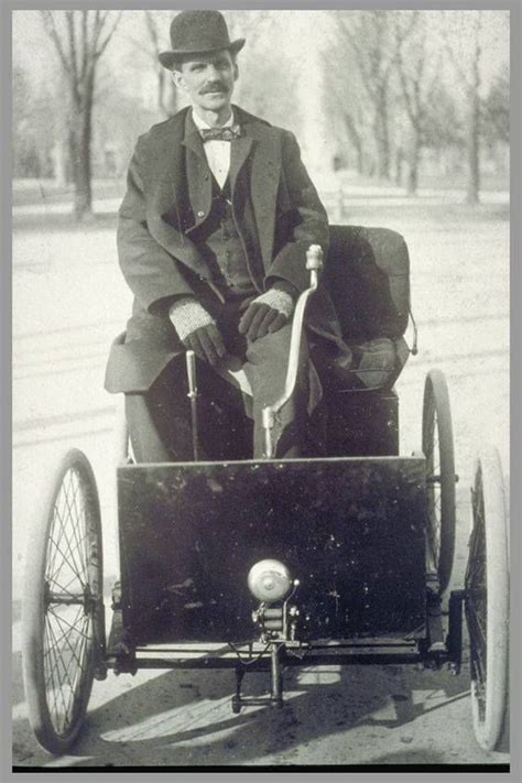 Mr Henry Ford Showing Off His First Car The Quadricycle In The