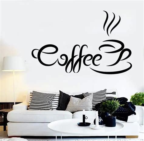 Coffee Time Vinyl Wall Stickers Coffee Quote Wall Decal Kitchen Cafe