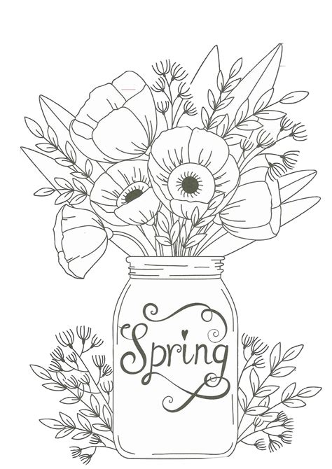 Pypus is now on the social networks, follow him and get latest free coloring pages and much more. Spring Season Flowers in Mason Jar Printable Flower ...