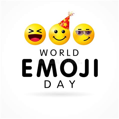 World Emoji Day Greeting Horizontal Banner With Smile Face Emoji