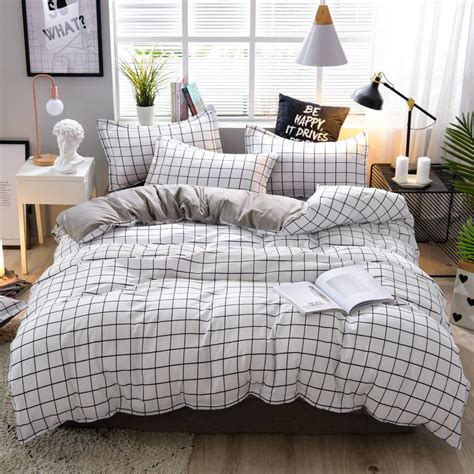 As a professional bedding supplier, our company specializes in producing bedding sets, curtains. Black White Plaid Bed Linens Home Textile Bedding Sets ...