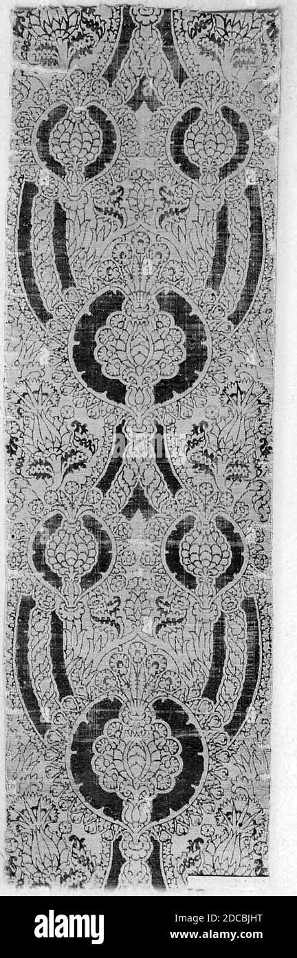 Textile With Foliated Scroll And Pomegranate Motives Italian 15th