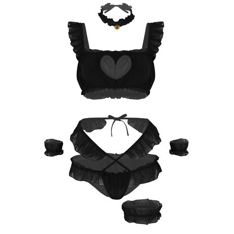 Buy Dpois Womens 5pcs Sexy Japanese Girls Anime Cute Cat Cosplay Costume Keyhole Lingerie