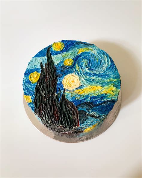 Starry Night Inspired Cake For My Dad Who Is A Big Van Gogh Fan
