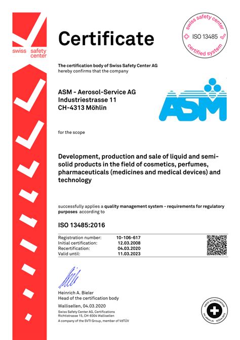 Certifications Asm Aerosol Service Ag