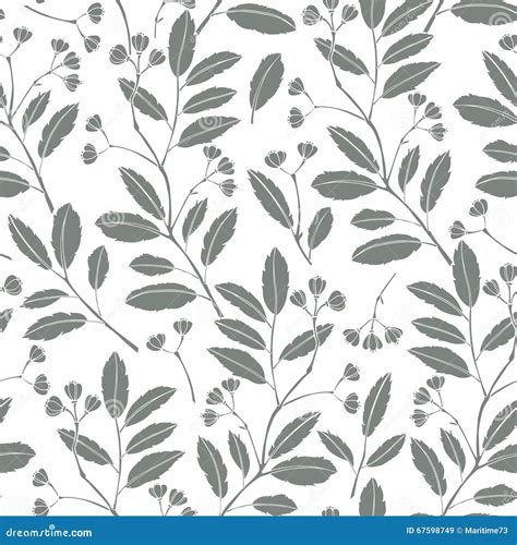 Abstract Floral Background Seamless Monochrome Pattern With Han Stock