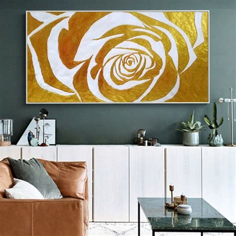 Extra Large Gold Flower Painting Gold Flower Oil Painting Etsy