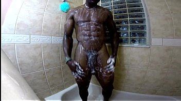 Hot Black Stud Shows Off Big Dick In Shower Theeblackhammer
