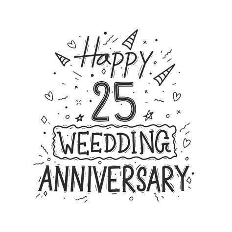 25 Years Anniversary Celebration Hand Drawing Typography Design Happy