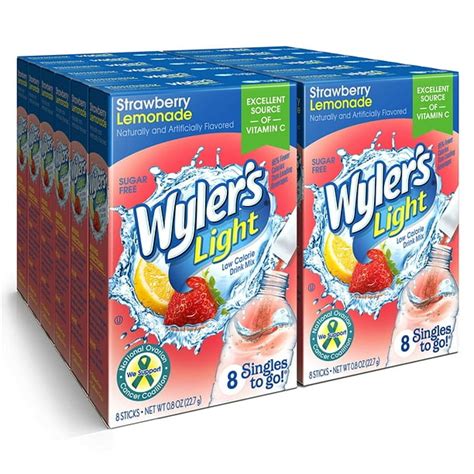 Wylers Light Singles To Go Powder Packets Water Drink Mix Strawberry