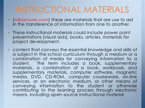 Different Types Of Instructional Materials