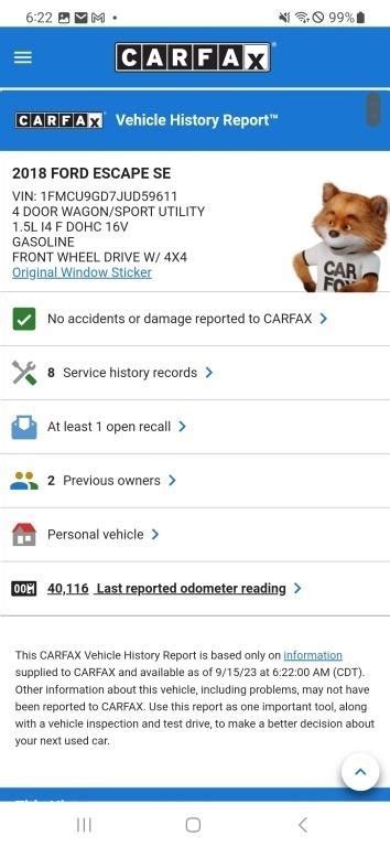 Carfax 2018 Ford Escape Live And Online Auctions On
