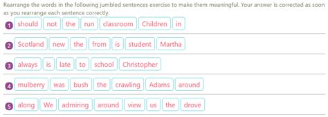 jumbled sentences exercises  english grammar exercises