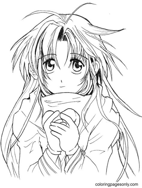 Long Hair Anime Girl Coloring Pages Printable For Free Download