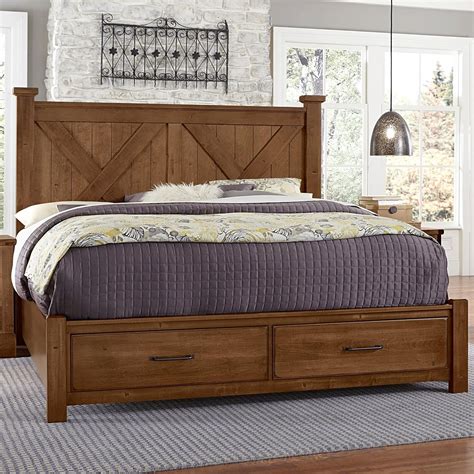 Artisan And Post Cool Rustic Solid Wood Queen Barndoor X Bed With Storage