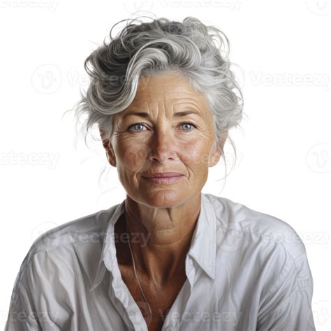 Ai Generated An Older Woman Wearing A White Shirt 35544866 Png