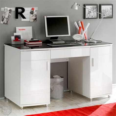 Tolle angebote bei ebay für schreibtisch schwarz weiss. Schreibtisch Luxus in Hochglanz weiß mit Glasplatte in ...