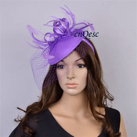 Buy Hot Purple Veil Hat Elegant Party Fascinator Felt