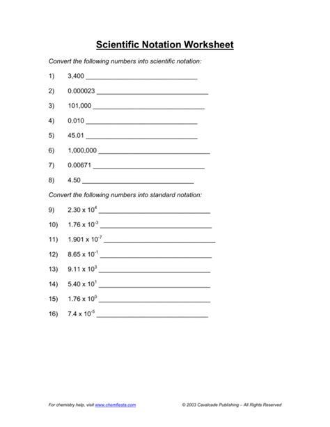 Standard And Scientific Notation Worksheets