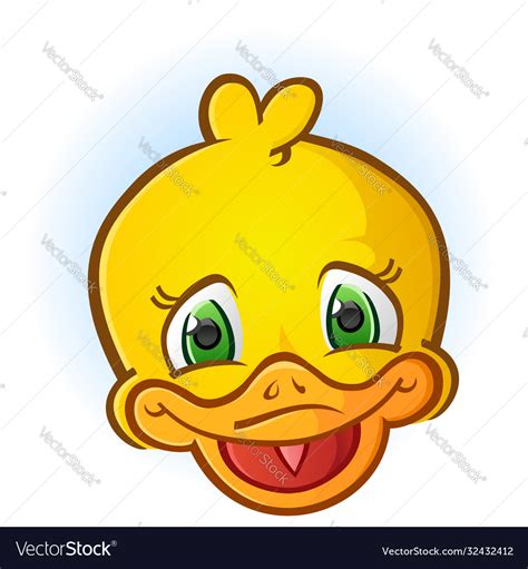 Yellow Rubber Duck Face Cartoon Royalty Free Vector Image
