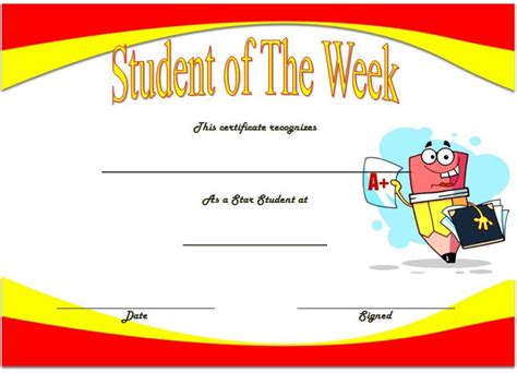Certificate For Student Of The Week 10 Free Templates