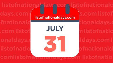 July 31st National Holidaysobservances And Famous Birthdays