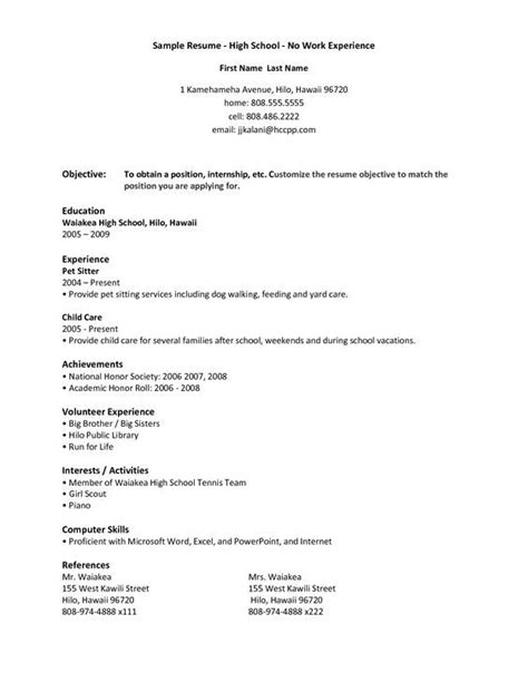 Cv / resume for a student, for a person without experience. Endeavor-Meis.com | Job resume examples, High school ...