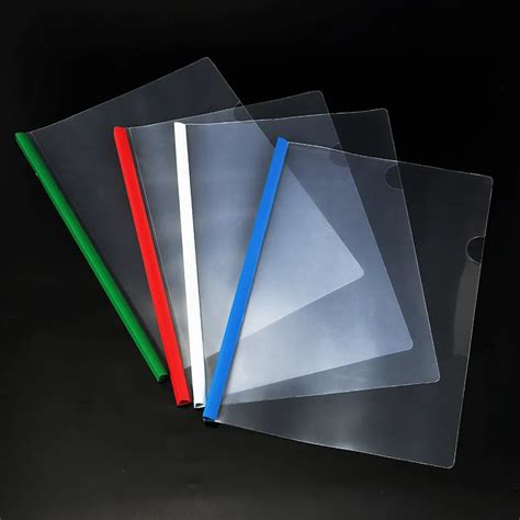 1pc Simple Solid Color Plastic Transparent A4 Document Folder Business