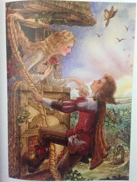 rapunzel and her handsome prince from her tall tower fairytale art hans christian anderson