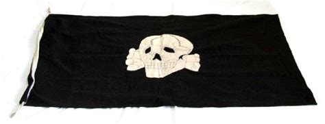 Wwii German Third Reich Black Ss Totenkopf Flag