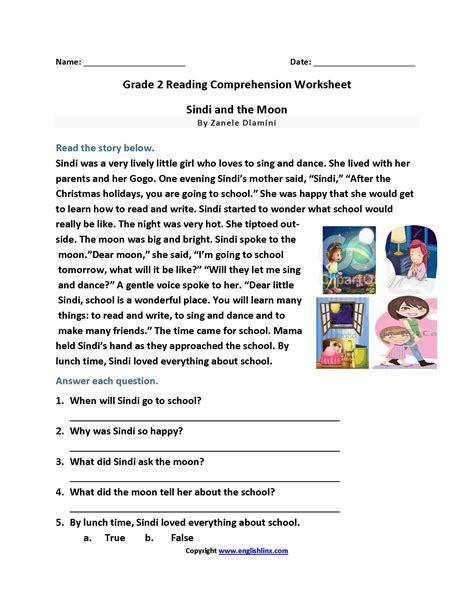 Reading Comprehension Worksheets Second Grade
