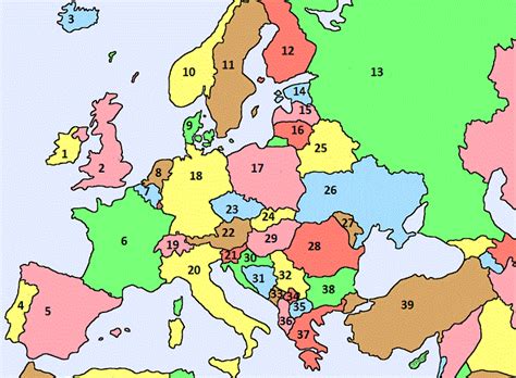 Europe Map Quiz Answers