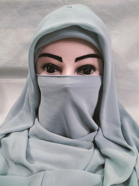 Plain Niqab Ready To Wear Light Grey Suzain Hijabs