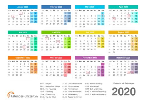 Kalender 2020 Zum Ausdrucken Kostenlos