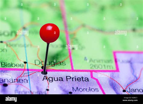 Agua Prieta Pinned On A Map Of Mexico Stock Photo Alamy