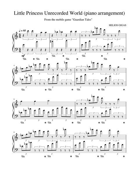 little princess unrecorded world piano arrangement guardian tales by helios gigas sheet