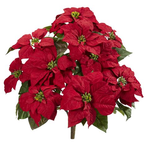 Artificial Plant 24 Inch Poinsettia Plant Set Of 2 Poinsettia Plant