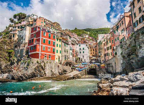 Beautiful View Of Riomaggiore One Of The Five Famous Fisherman