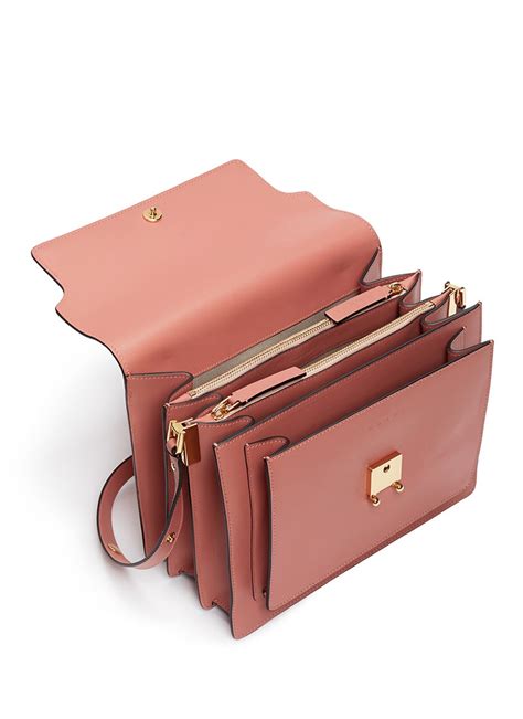 Marni Trunk Small Leather Shoulder Bag On Sale Pink Day