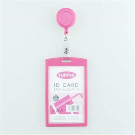 pcs Hot Pink Cor Crachá Retrátil Carretel Crachá Titular Do Cartão de Nome ID Vertical Para